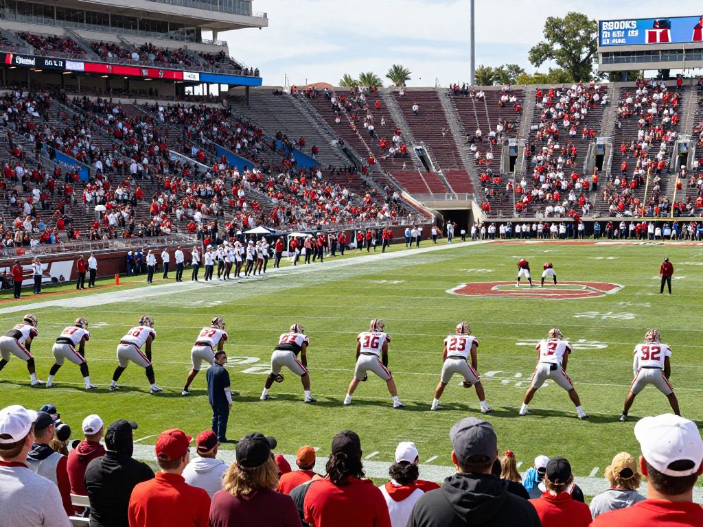 Teams preparing for the Myrtle Beach Bowl at Brooks Stadium.