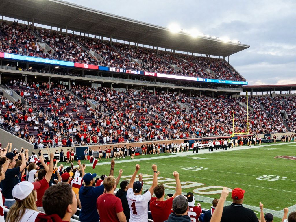 Excited crowd at the Myrtle Beach Bowl game