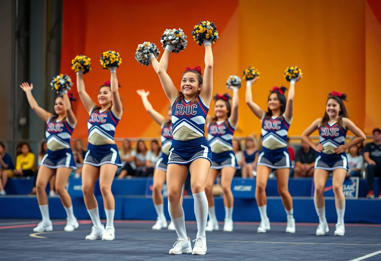 Myrtle Beach High School cheerleaders performing at State Championship
