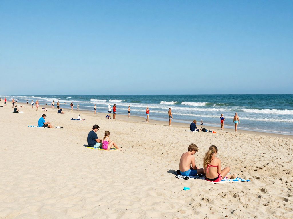 Crowds enjoying warm weather at Myrtle Beach during Christmas.