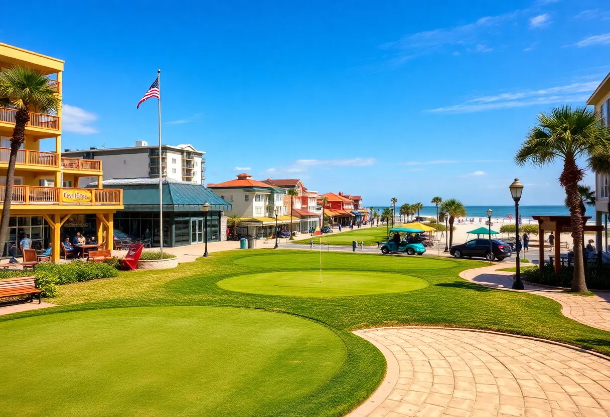 Coastal view of Myrtle Beach featuring golf activities