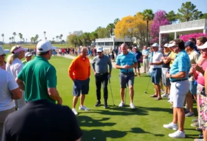 Golfers at Myrtle Beach participating in charity event for autism awareness