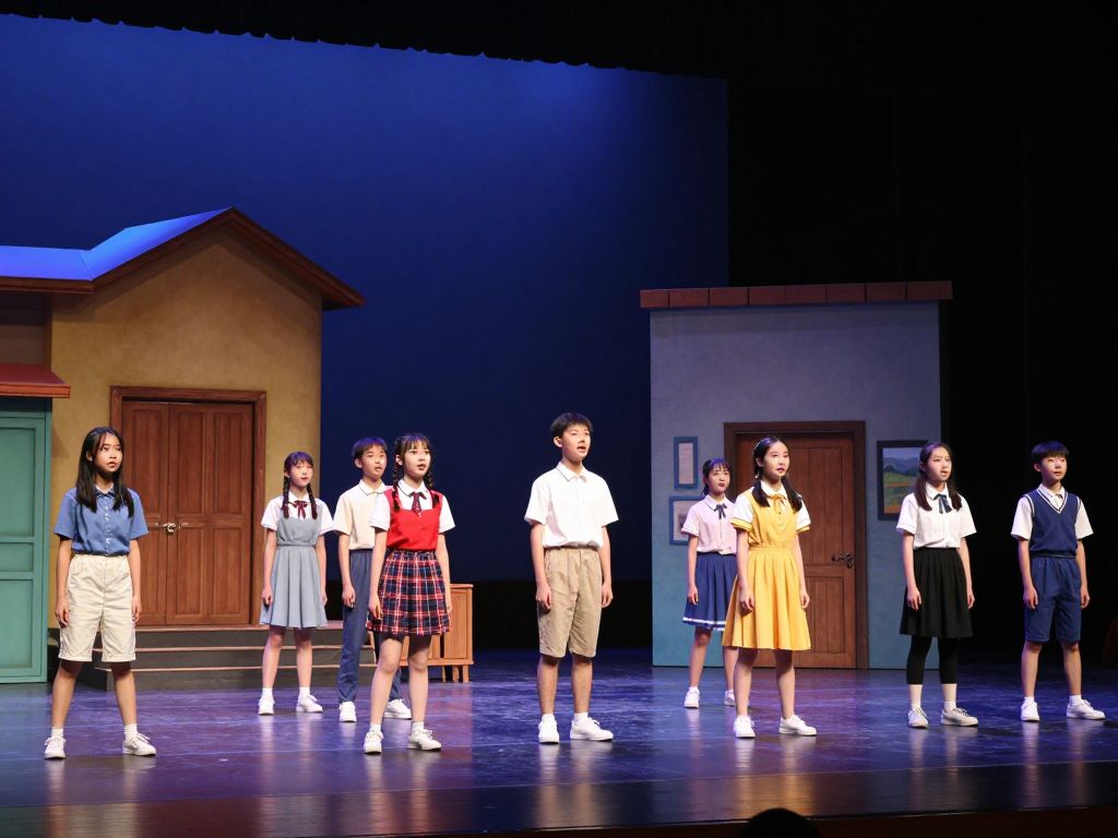 Students performing on stage at Myrtle Beach High School drama.