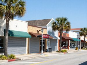 Closed storefronts in Myrtle Beach representing retail shifts