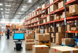 Retail supply chain activities in Myrtle Beach, illustrating technology and logistics.