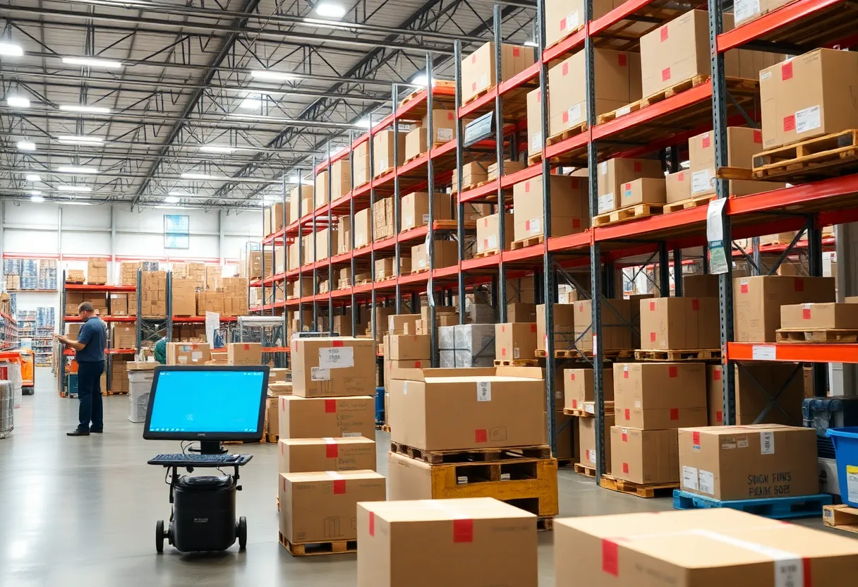 Retail supply chain activities in Myrtle Beach, illustrating technology and logistics.