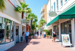 Colorful small businesses along a Myrtle Beach street