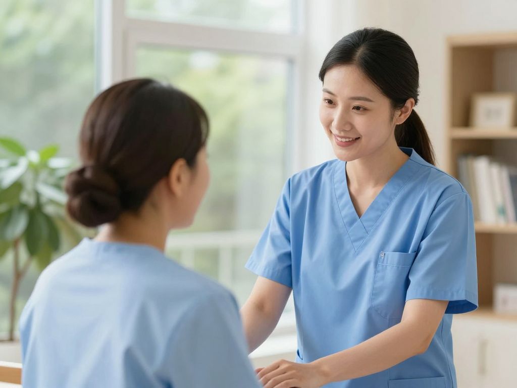 A nursing home exterior depicting care and community.