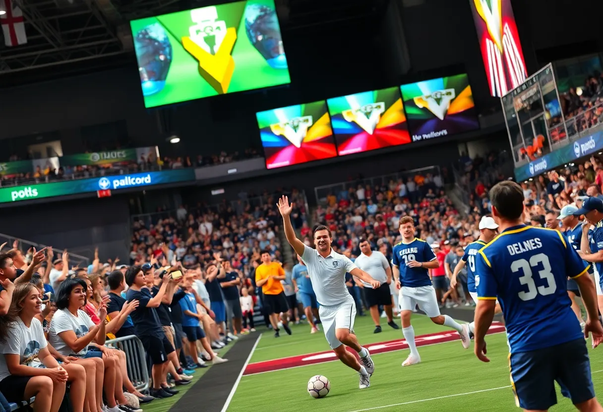 A collage of various sports events happening in Orlando including basketball, football and golf.