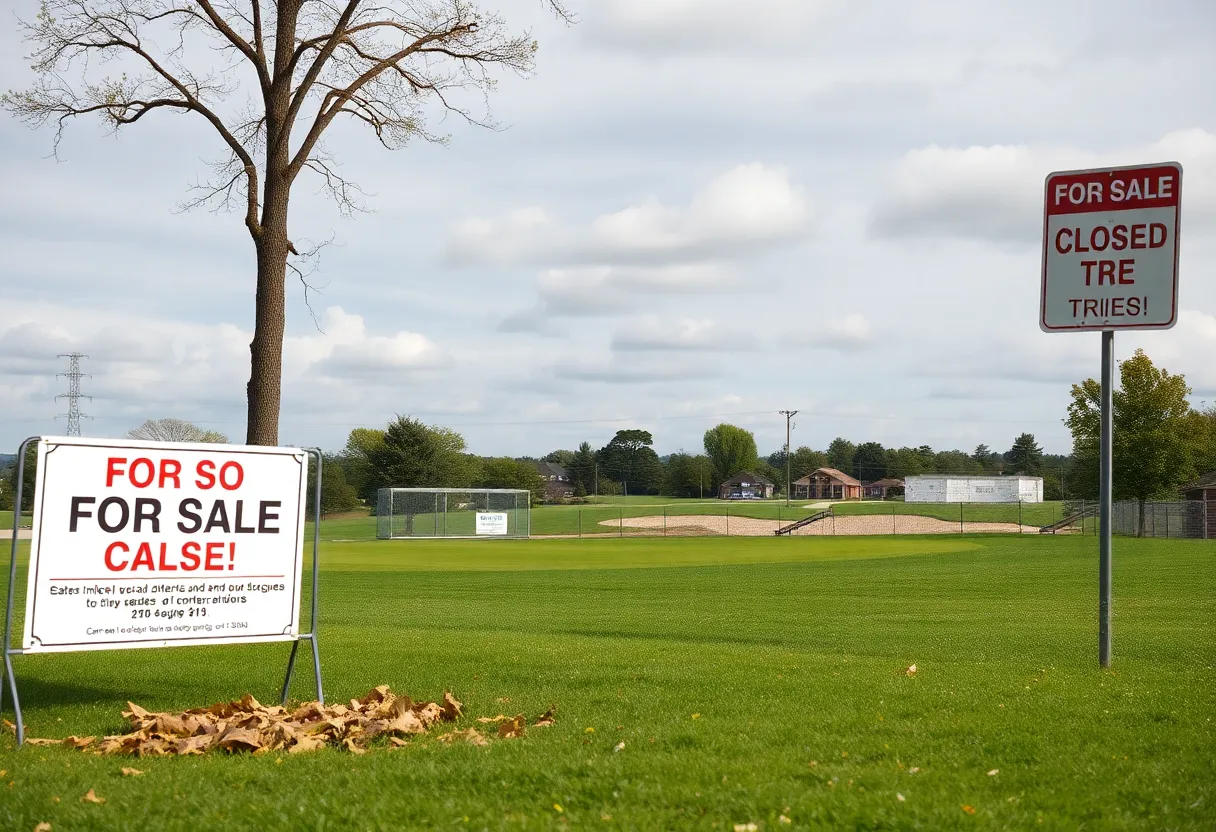 Closed River Oaks Golf Club with construction plans in view