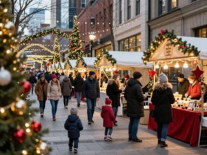 A festive holiday celebration scene capturing community spirit.