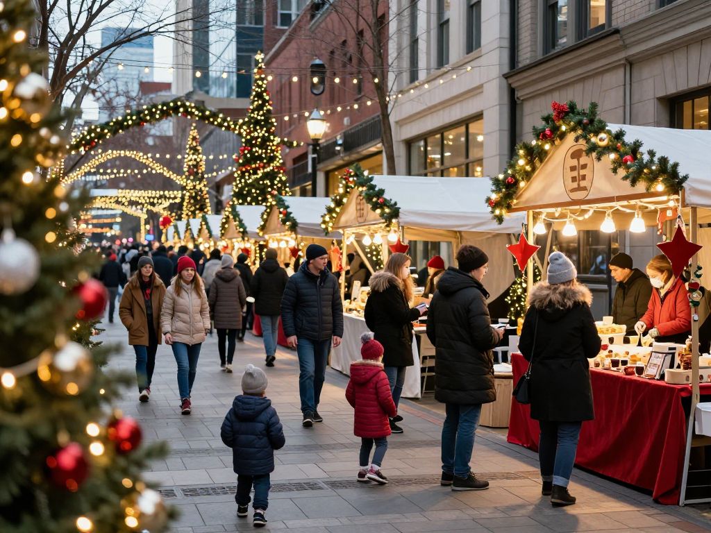 A festive holiday celebration scene capturing community spirit.