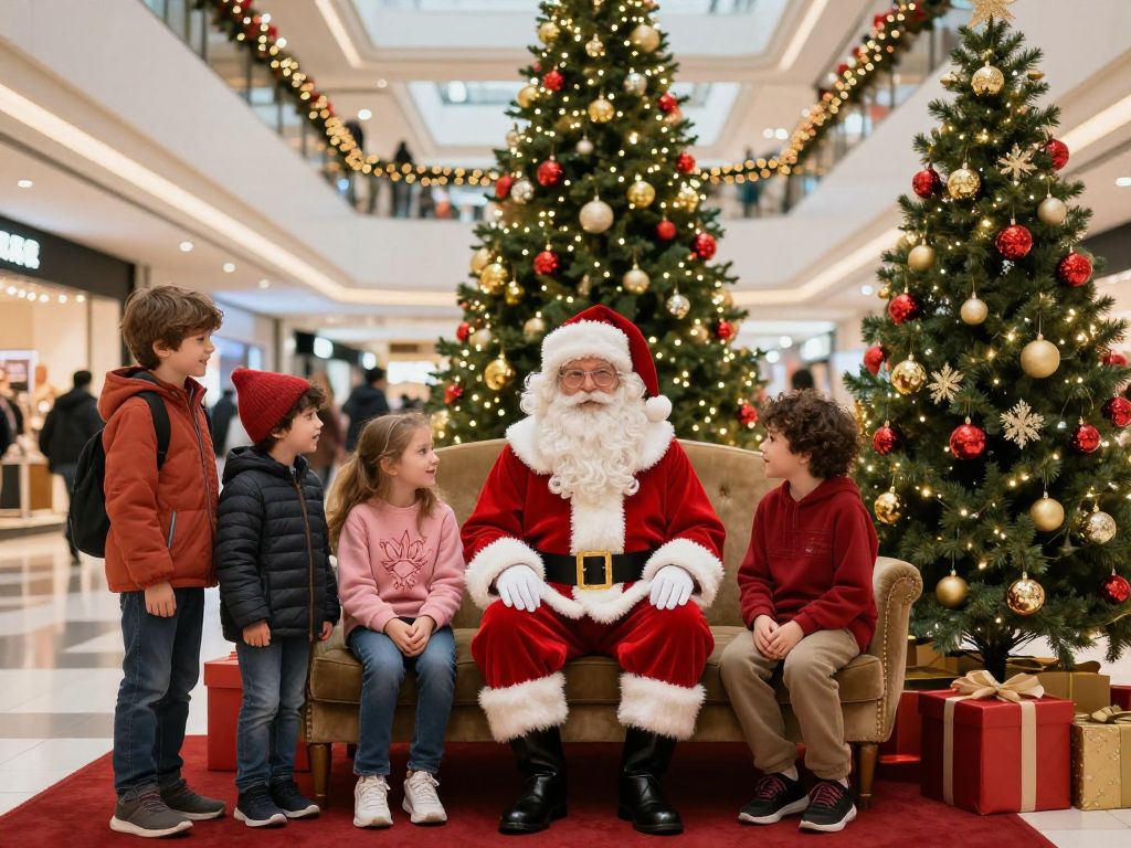 Families enjoying the holidays with Santa at Tanger Outlets