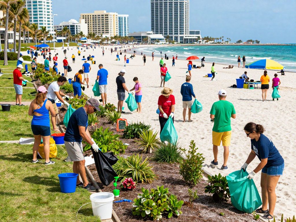 Residents of Surfside Beach participating in a community cleanup