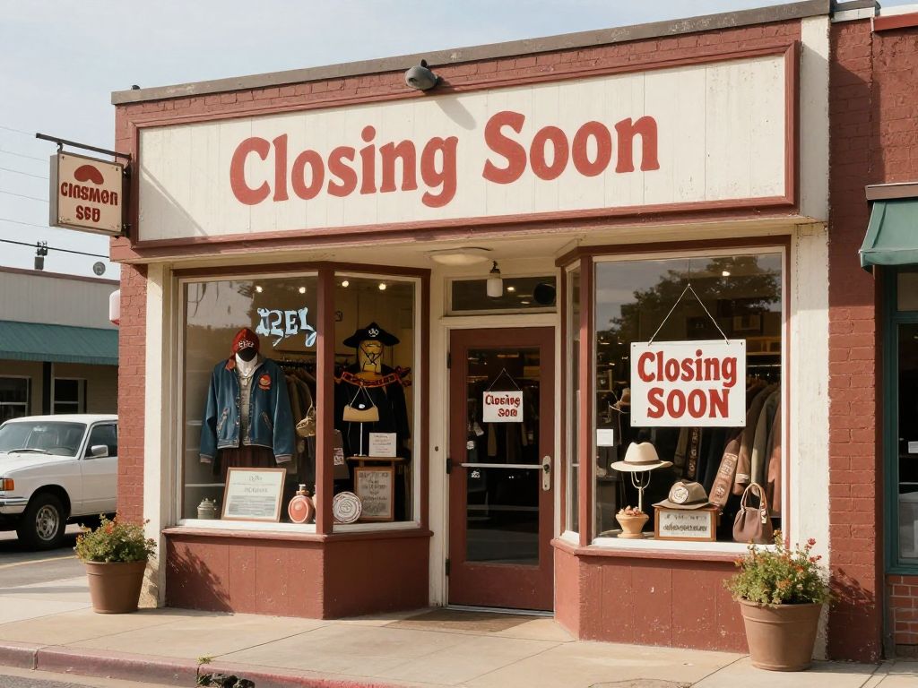 Exterior view of Sylvester's Western Wear with a 'Closing Soon' sign.