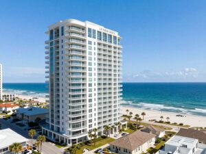 Oceanfront view of Yachtsman South Tower condominiums in Myrtle Beach