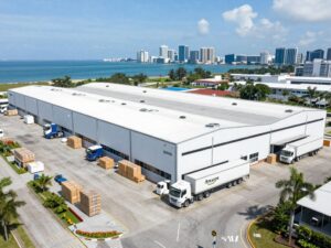 Amazon same-day delivery hub in North Myrtle Beach with delivery trucks and logistics operations.