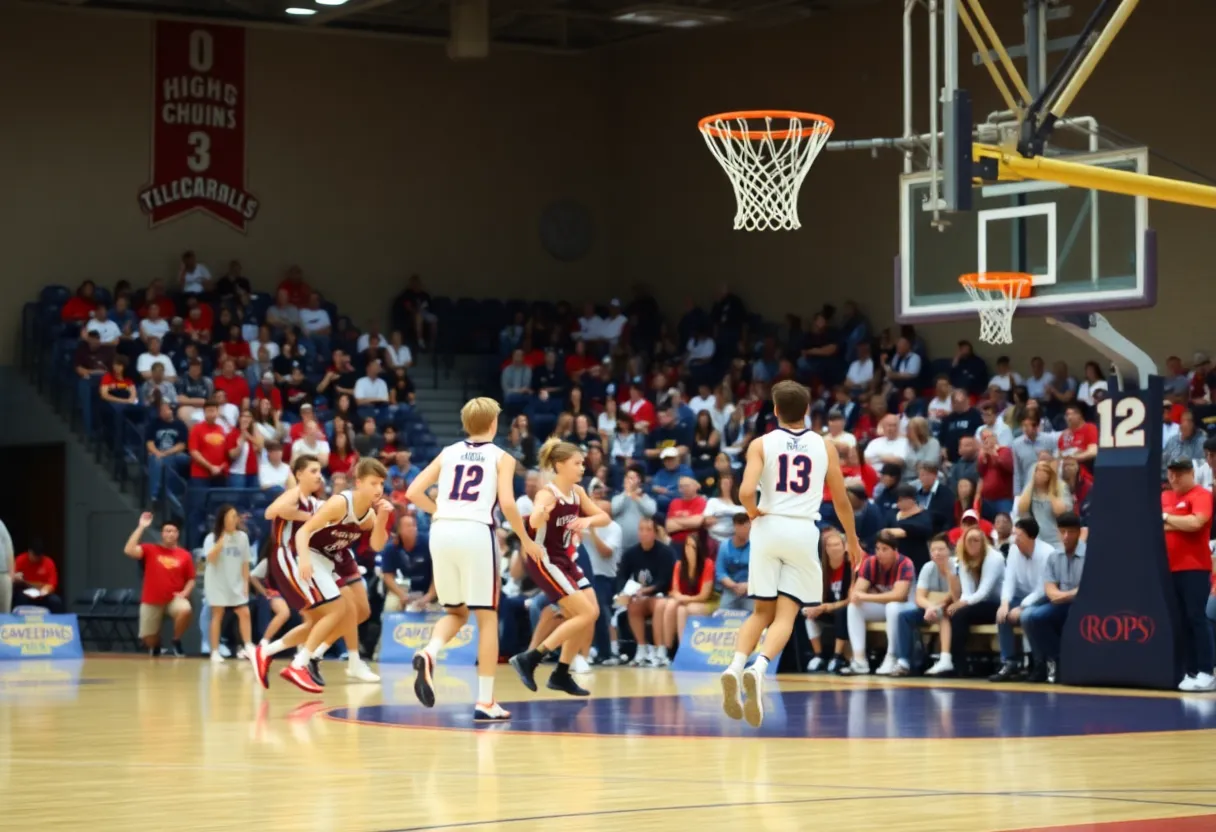 Players competing in the Beach Ball Classic basketball championship
