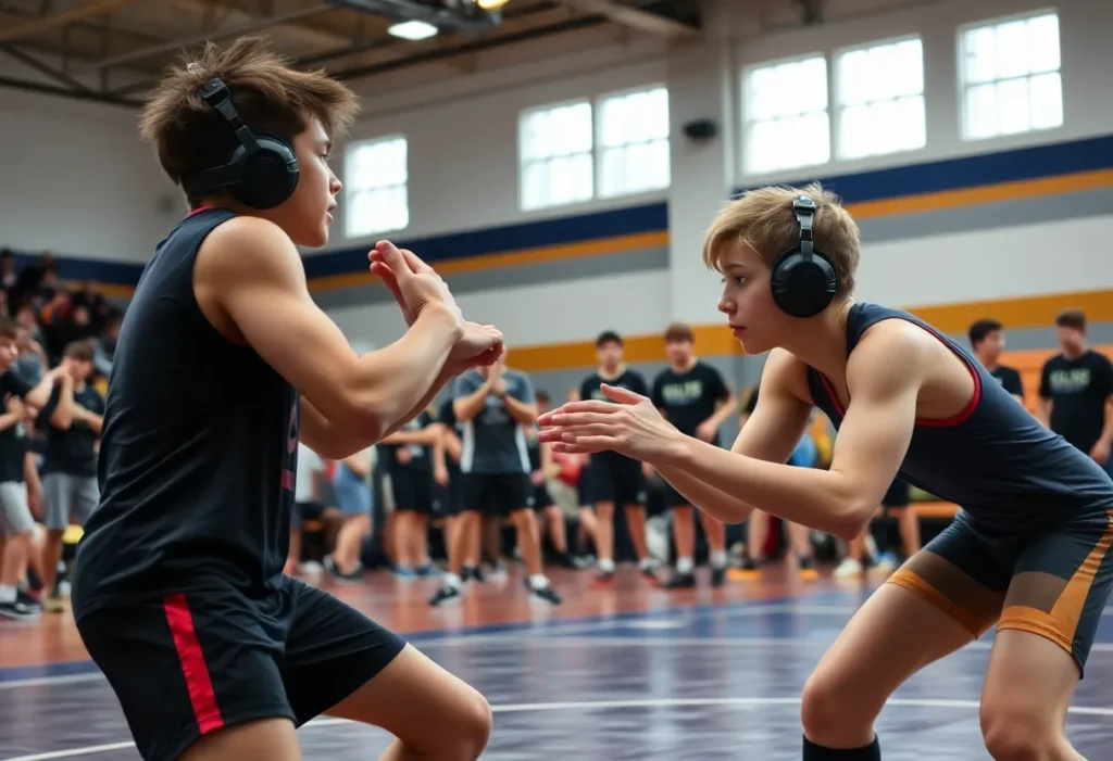 Carolina Forest High School wrestling team competing in the Shark Duals