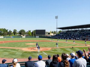 Coastal Carolina Chanticleers baseball team practicing on the field