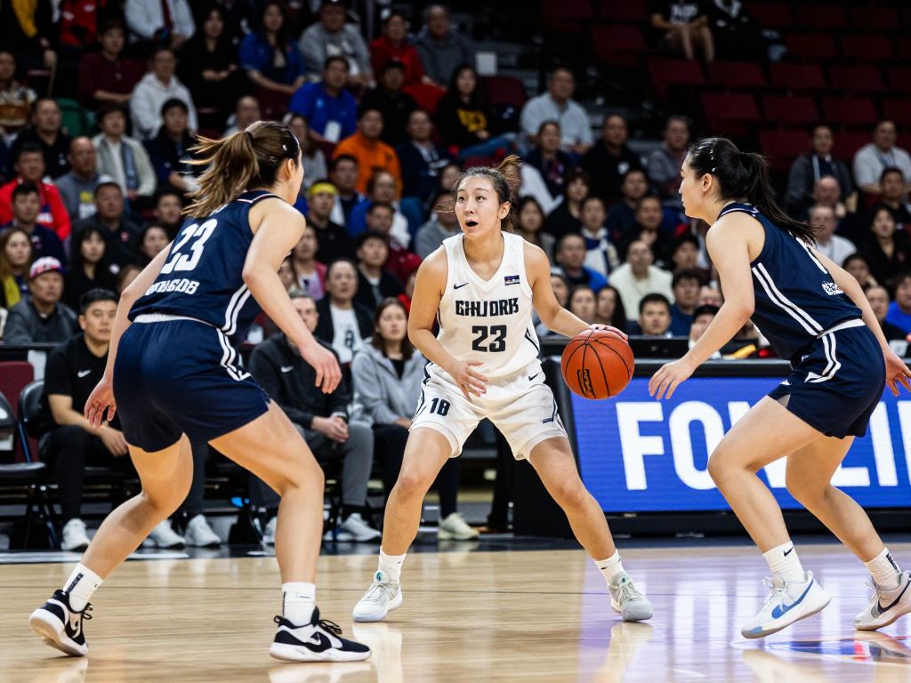 Coastal Carolina women's basketball team playing during a game.