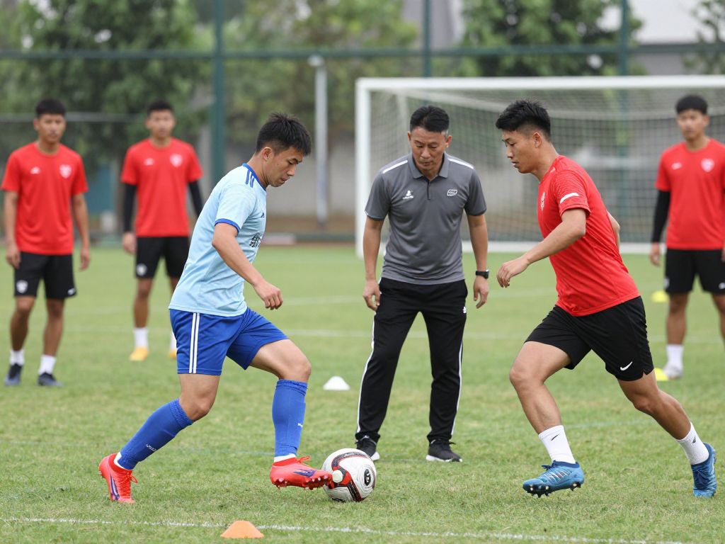 Coastal Carolina football team engaged in practice on the field