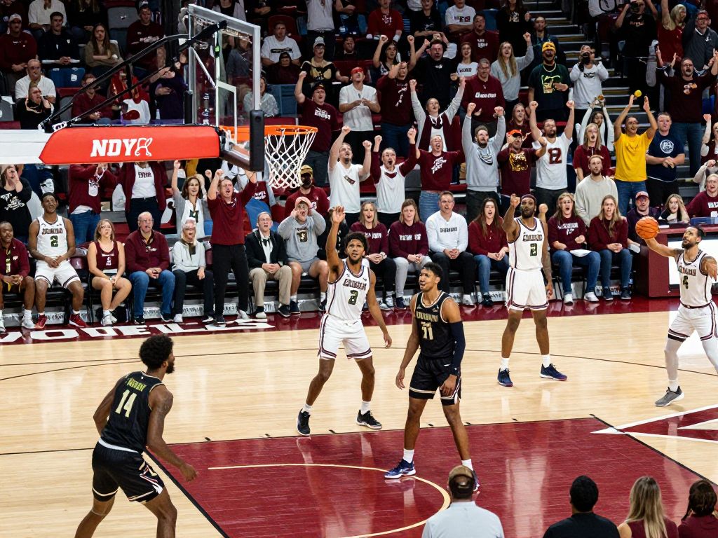 A basketball game between Coastal Carolina and Georgia State with players in motion and fans cheering.