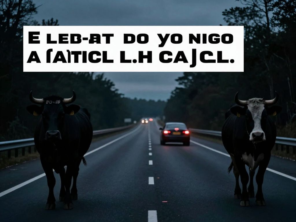 Car disaster on Highway 22 with cows