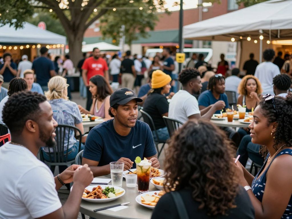 Community members enjoying happy hour at The Market Common in Myrtle Beach