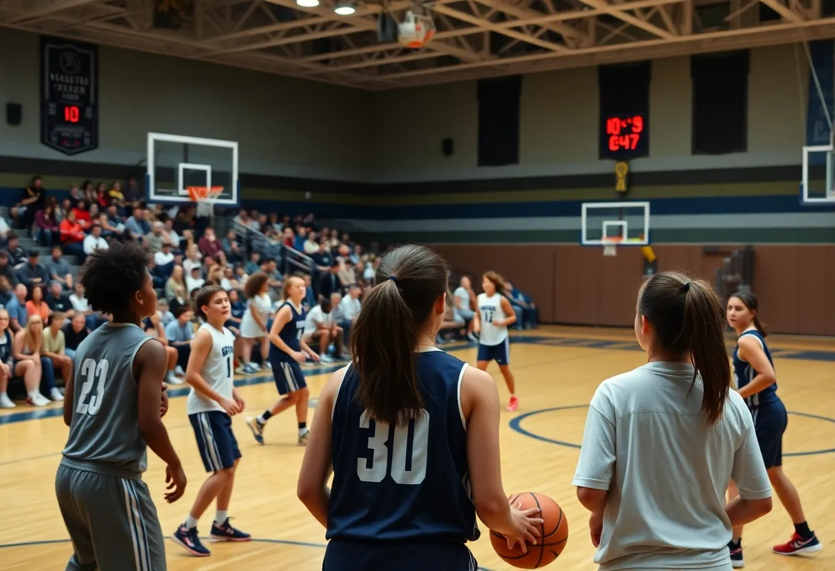 Conway Braves basketball team playing against Dutch Fork