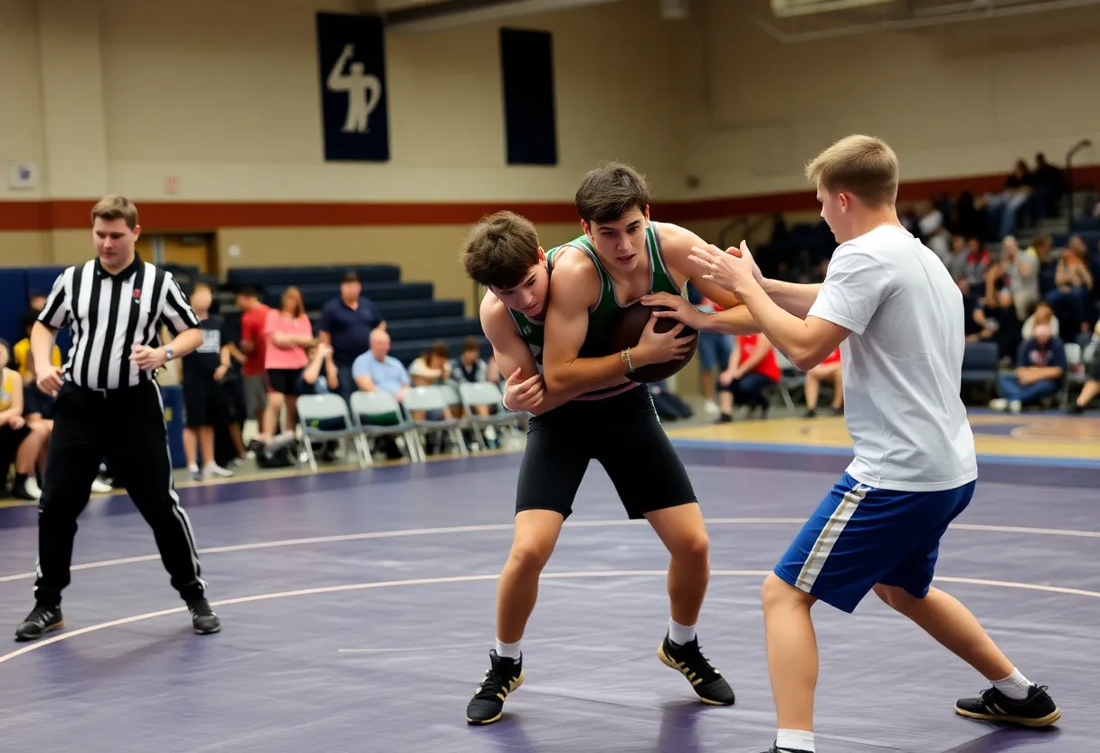 Conway High School wrestlers competing at the Searcy Duals