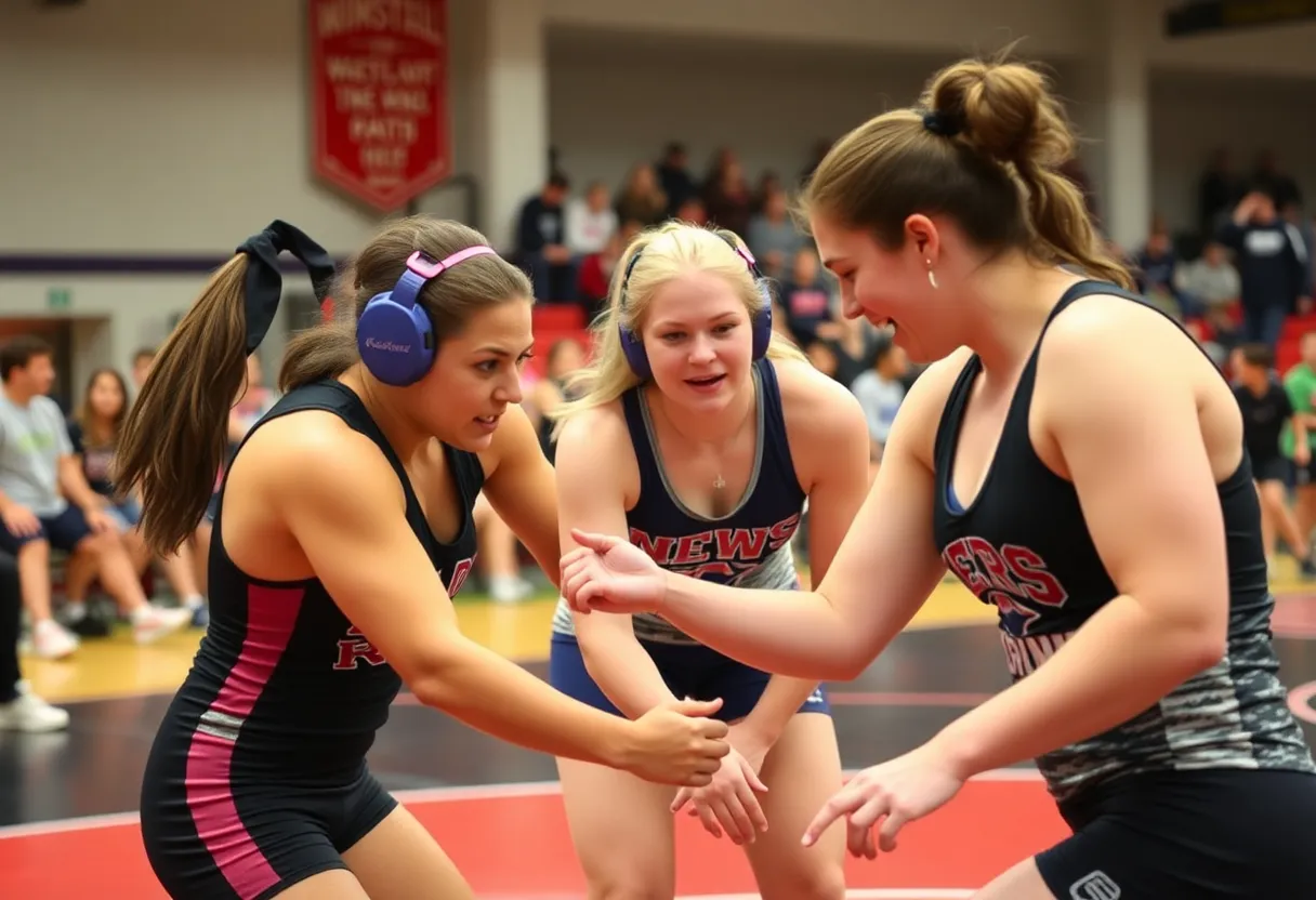 Girls wrestling competition at the Lady Lion Invitational