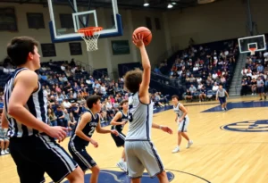 Conway Tigers basketball players competing in a match