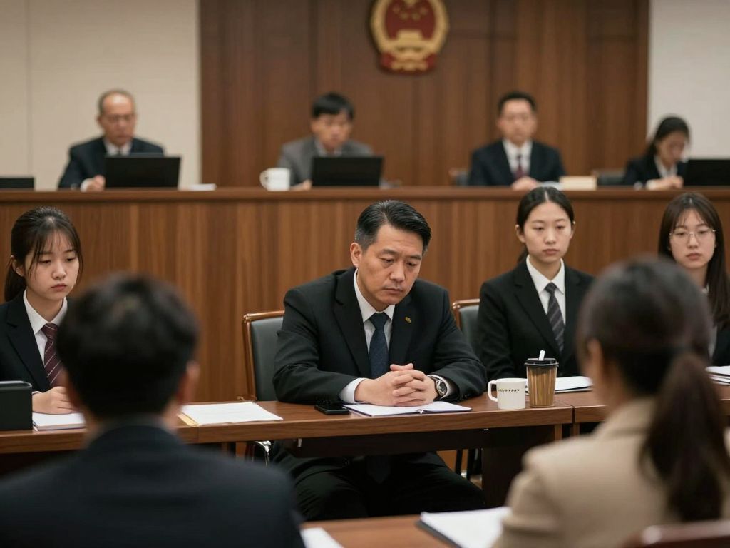 Courtroom scene representing legal proceedings