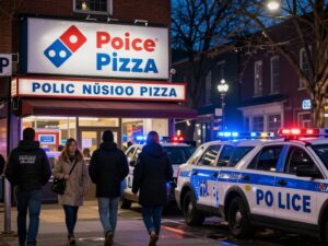 Police responding to a robbery at Domino's Pizza