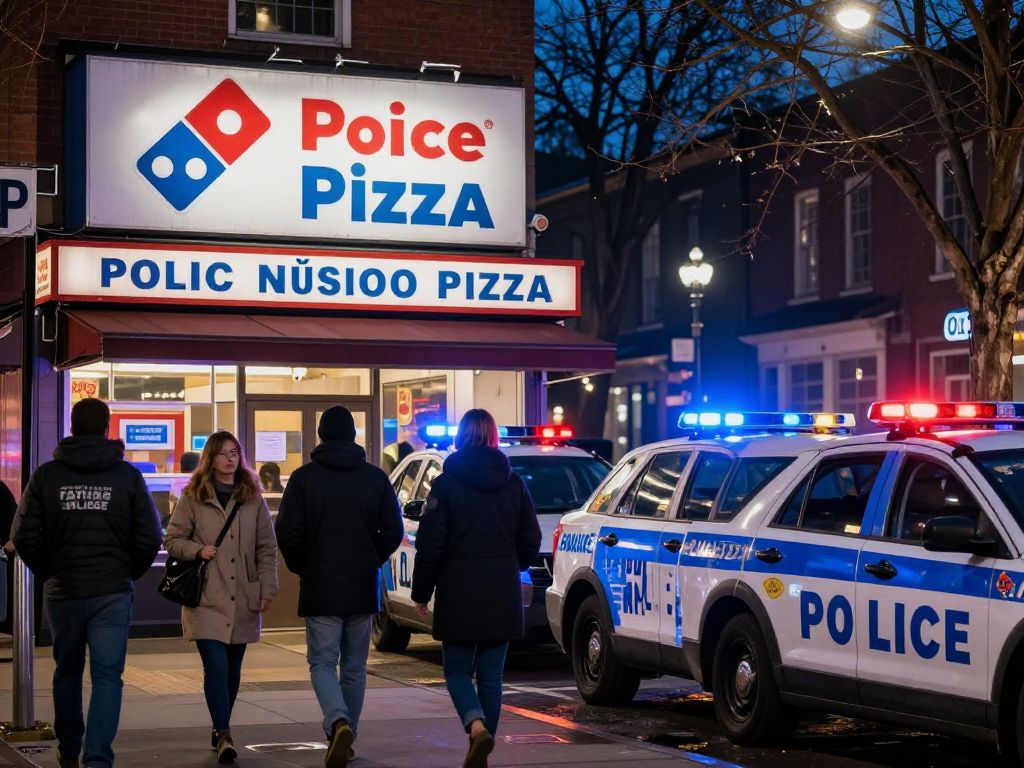 Police responding to a robbery at Domino's Pizza