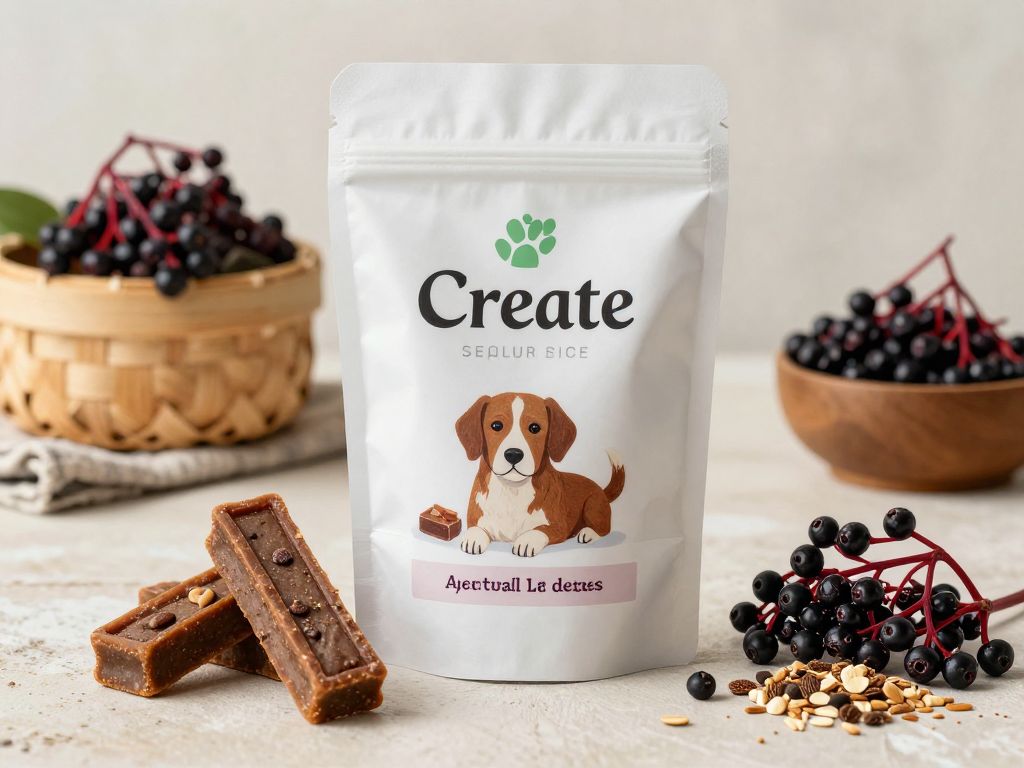 Elderberry dog bites in a rustic bowl