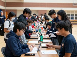 Students volunteering at the Georgetown High School blood drive