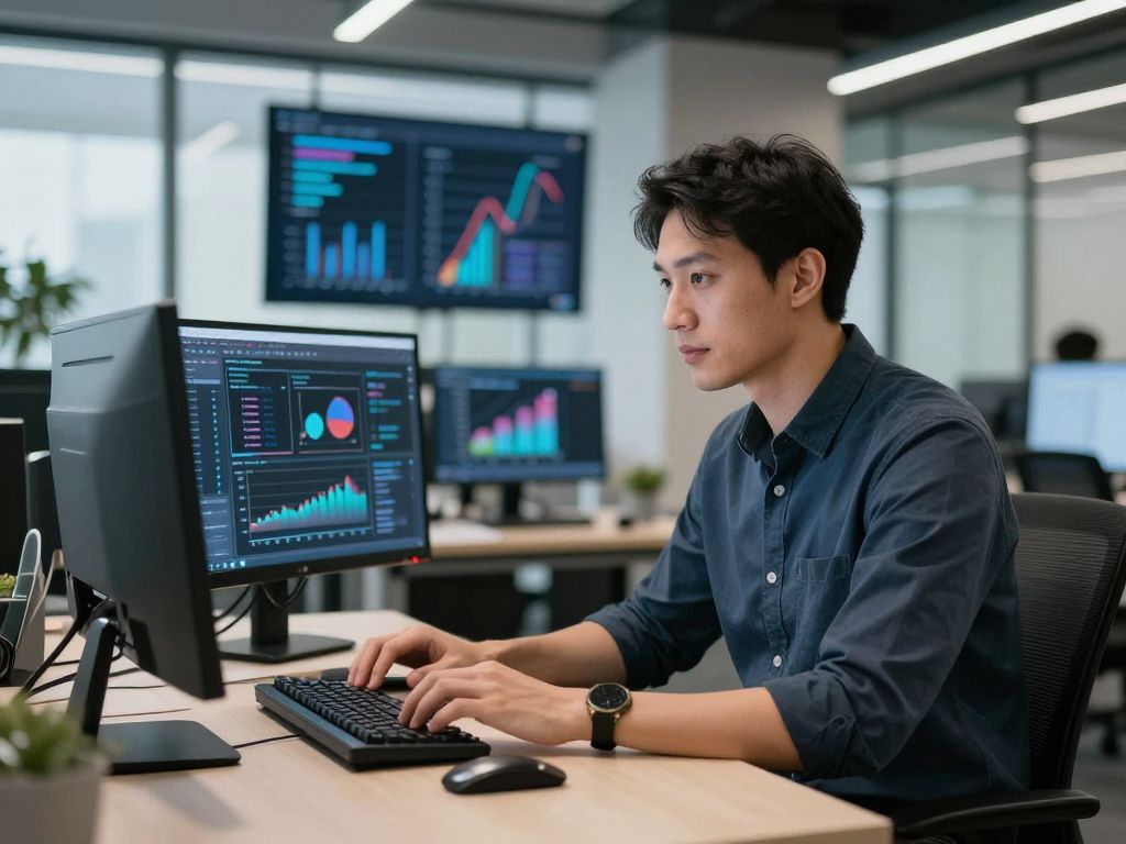 A GTM Engineer analyzing data and optimizing market strategies.