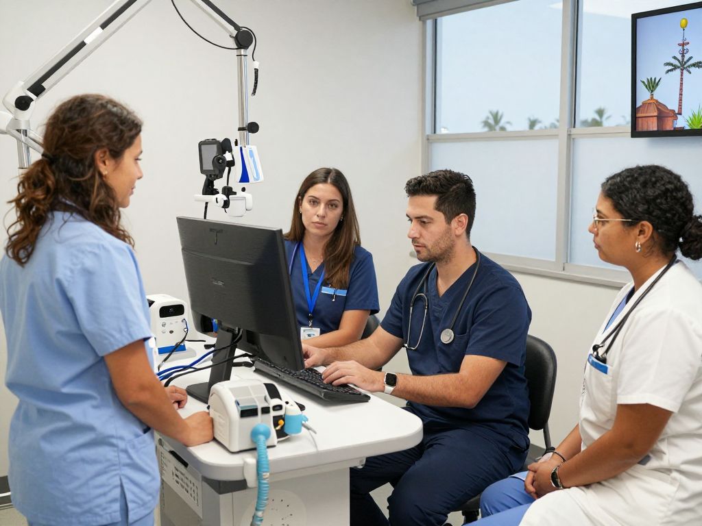 Healthcare professionals in Myrtle Beach working with medical equipment