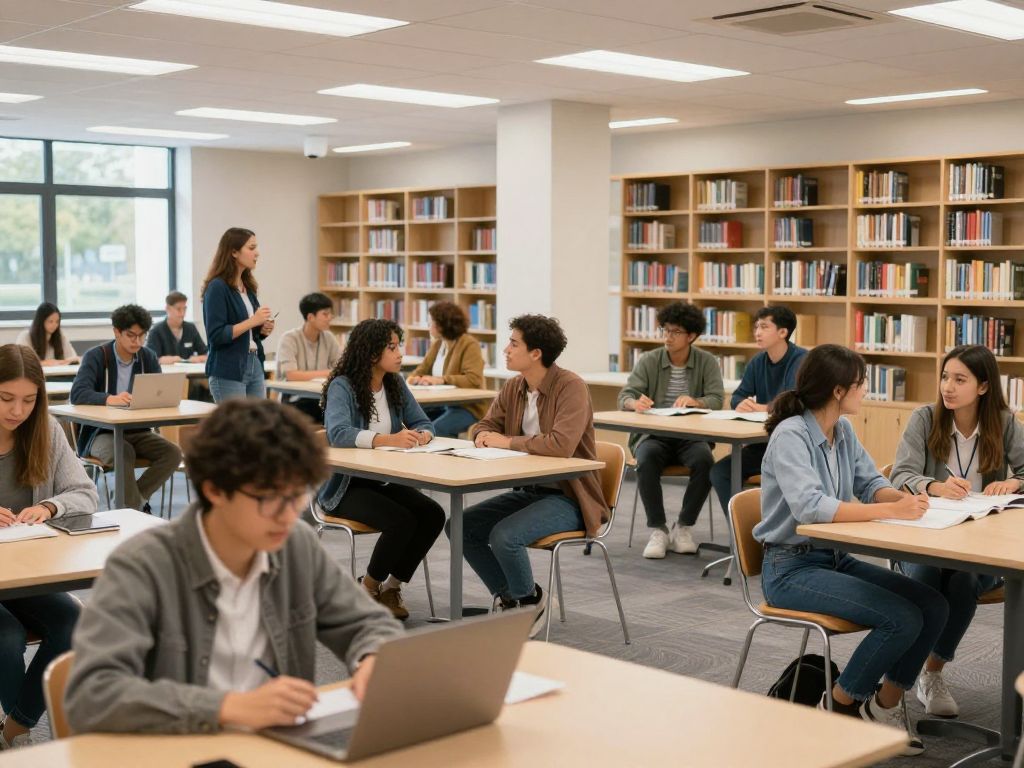 A vibrant scene of Horry-Georgetown Technical College with students participating in academic activities