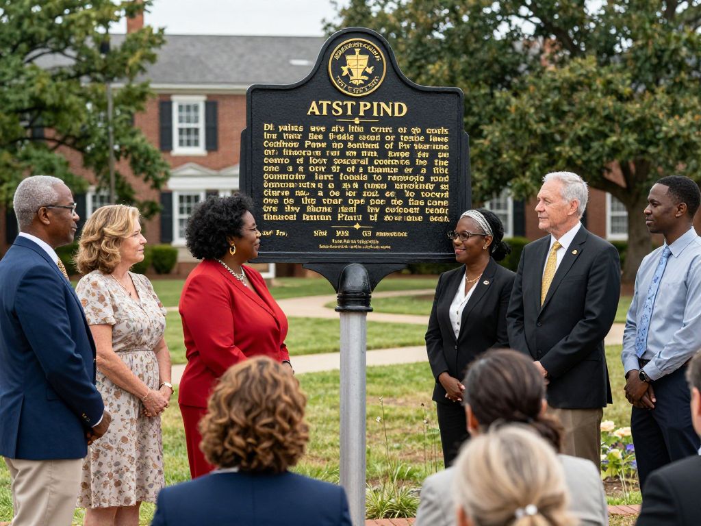 Ceremony for unveiling HGTC historical marker with attendees