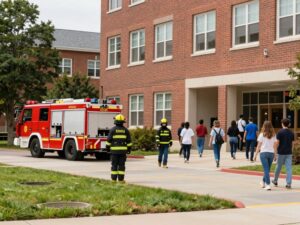 Emergency response during a fire incident at Horry-Georgetown Technical College.