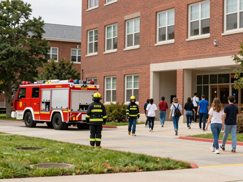 Emergency response during a fire incident at Horry-Georgetown Technical College.