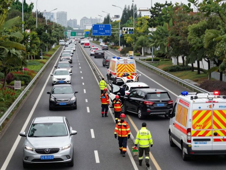 Emergency personnel attending to a traffic accident on Highway 378.