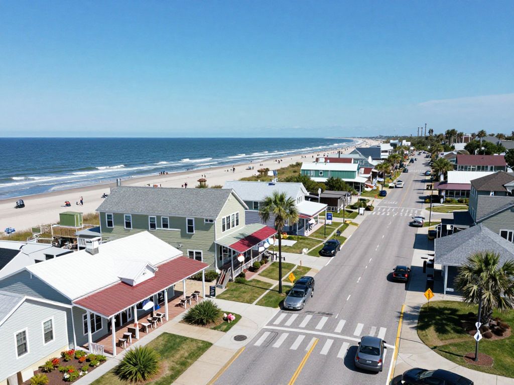 A coastal view of Horry County showcasing local businesses and community life.