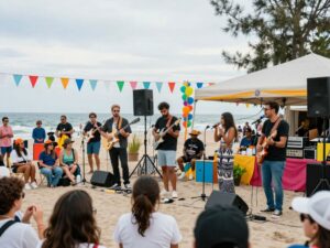 Community members enjoying the Island Night event at Big Chill Island House in North Myrtle Beach.