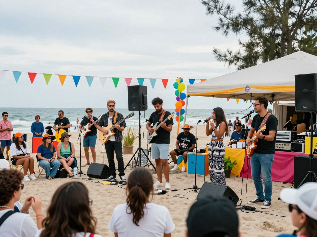 Community members enjoying the Island Night event at Big Chill Island House in North Myrtle Beach.