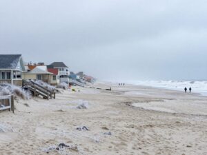 Myrtle Beach landscape during winter with empty boardwalks due to Arctic chill