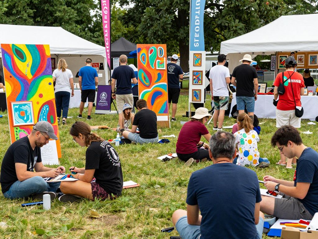 Visitors enjoying art activities at the Myrtle Beach Art Festival
